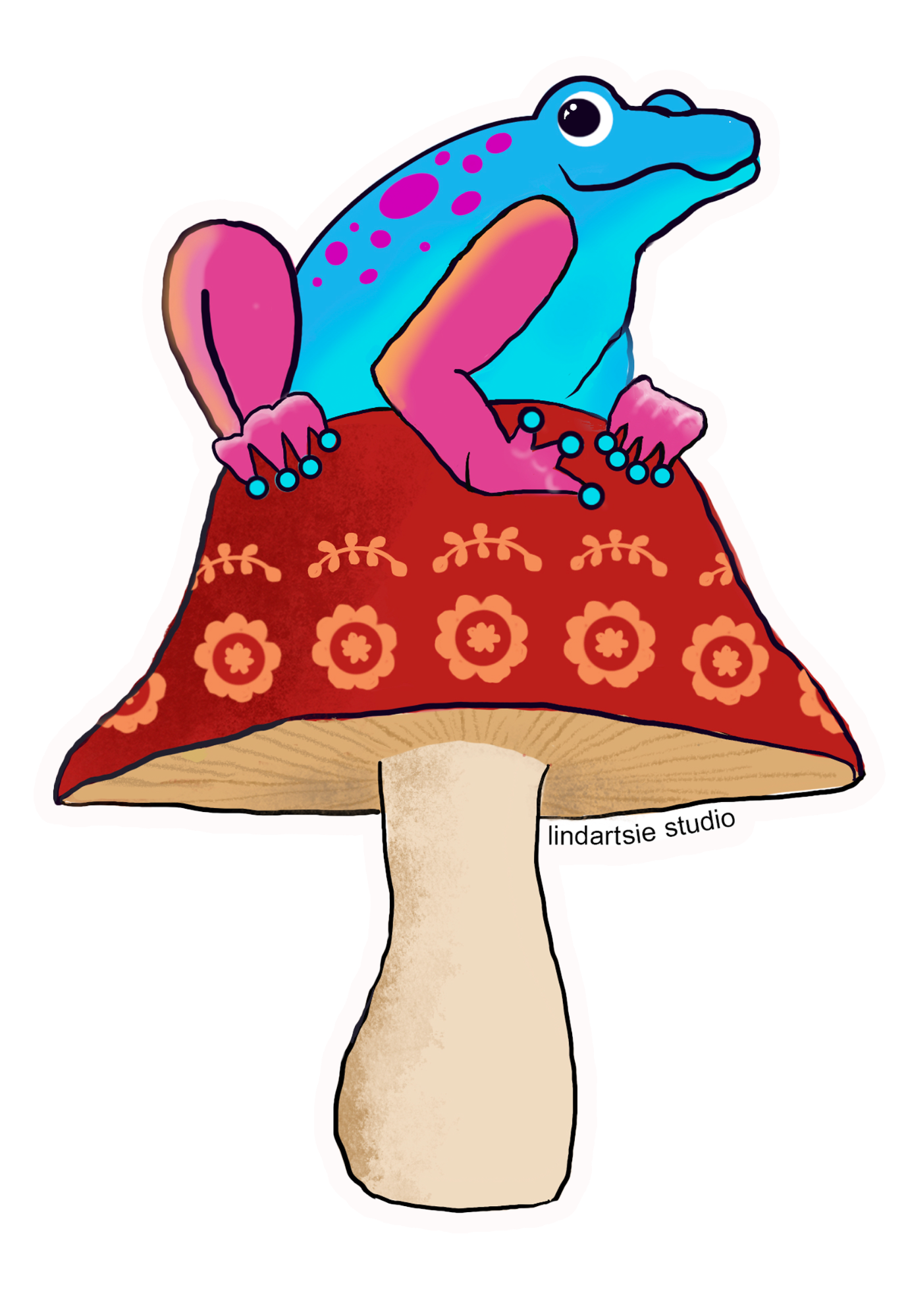 Froggie on Mushroom Sticker